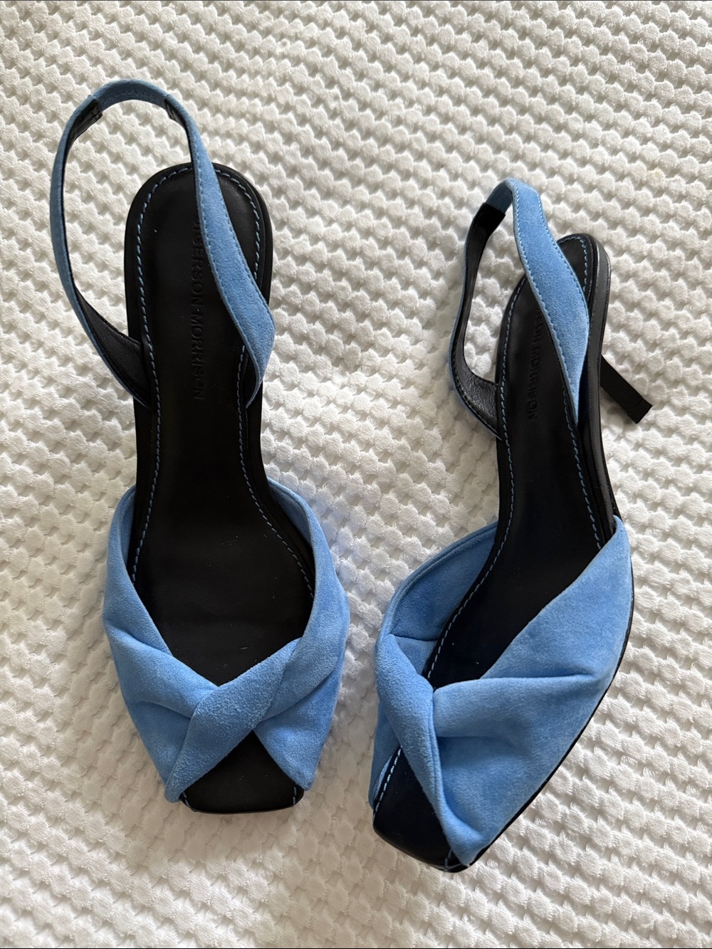 Sigerson Morrison Light Blue Suede Slingback Kitten Heels